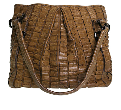 Croc Embossed Pleated Bag, front view